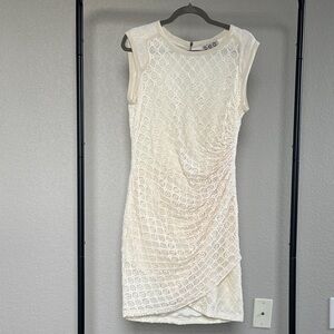Sea New York Cream Lace Textured Mini Dress